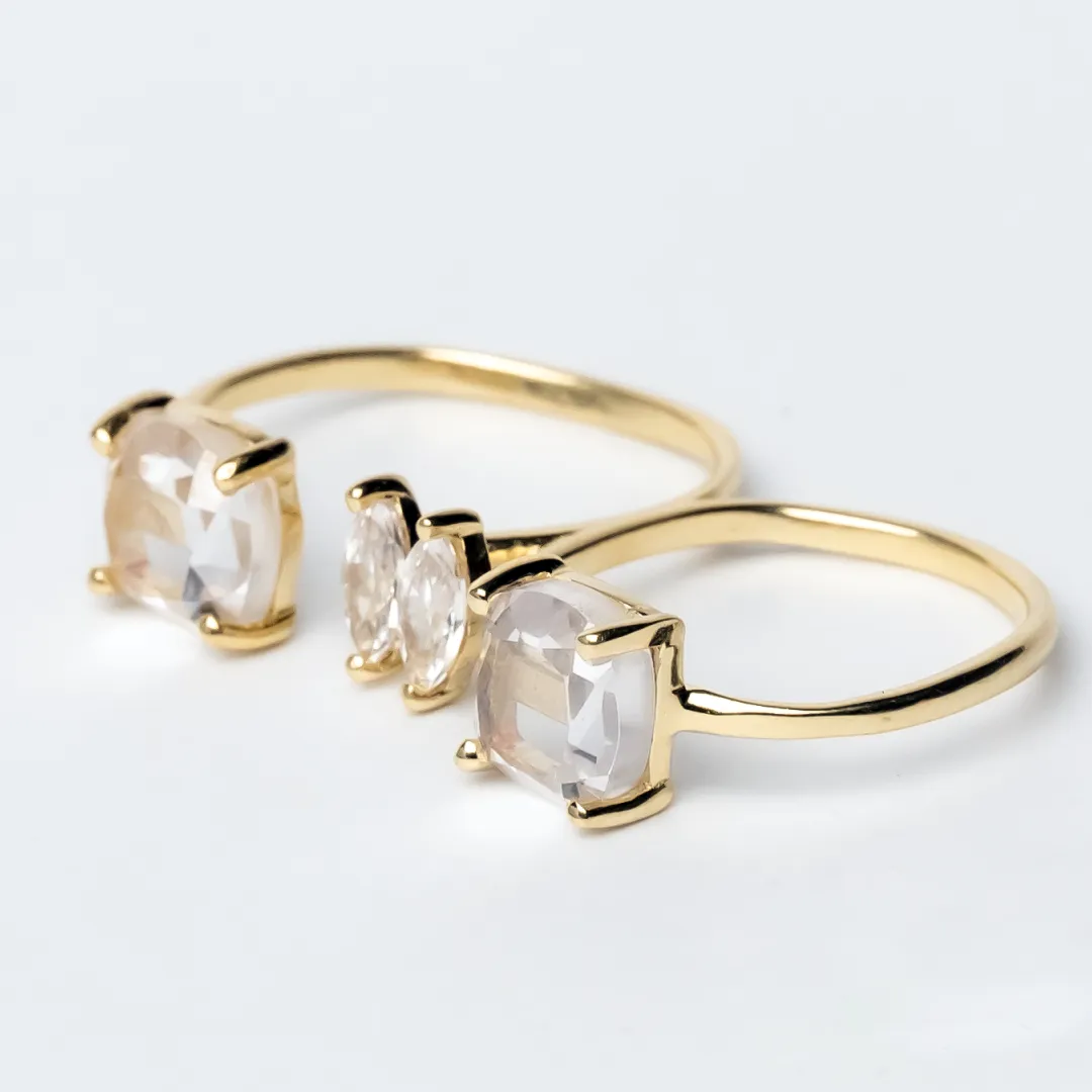 Vintage Double Finger Adjustable 925 Sterling Silver Zircon Ring