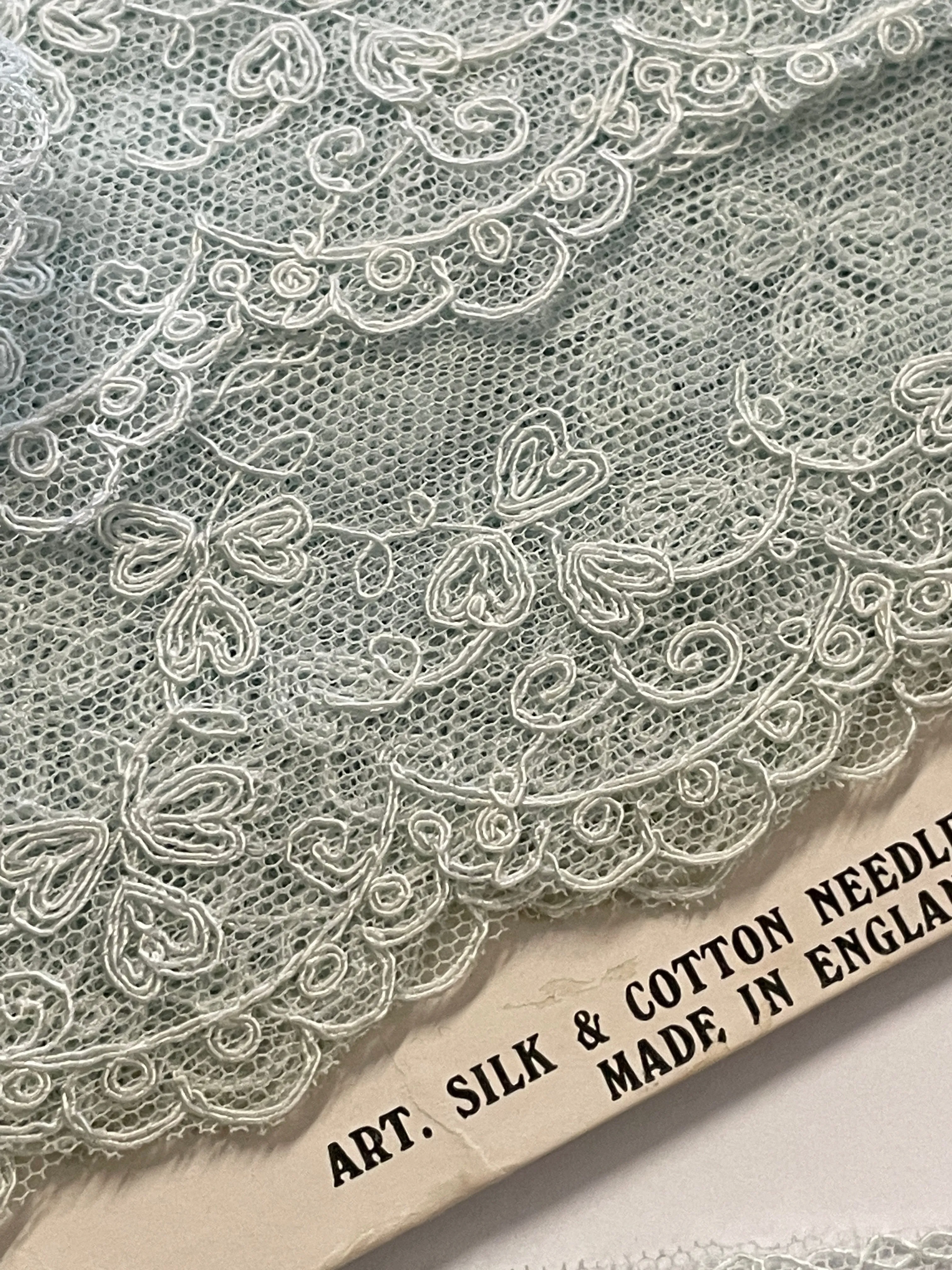 Vintage Lace Trim Pale Mint Green Cotton Intricate England 1950s? 55mm Wide