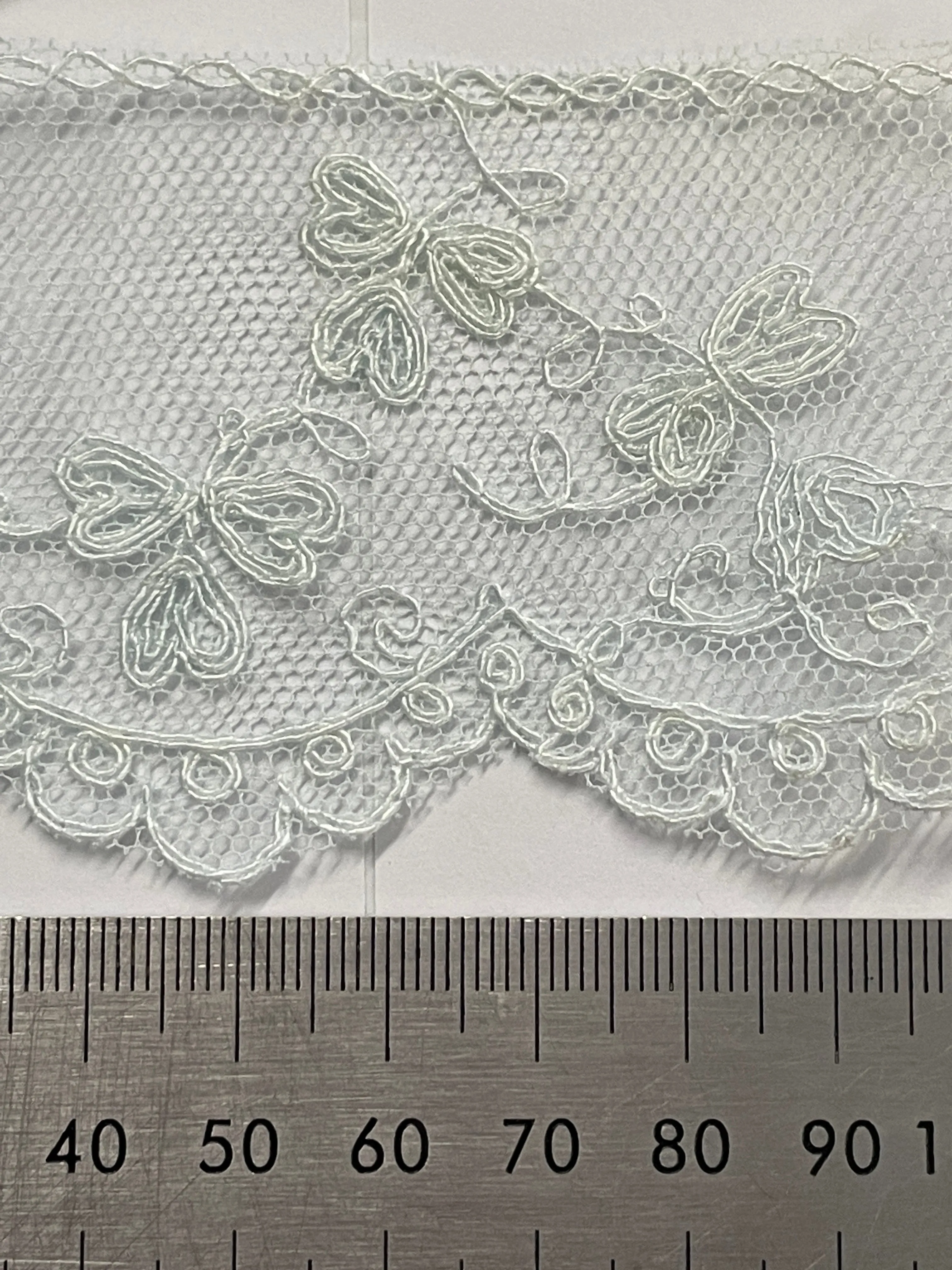 Vintage Lace Trim Pale Mint Green Cotton Intricate England 1950s? 55mm Wide