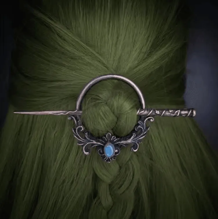 Vintage Moonstone Hair Sticks – Gothic Retro Carved Crow Skull & Antler Hairpins for Women