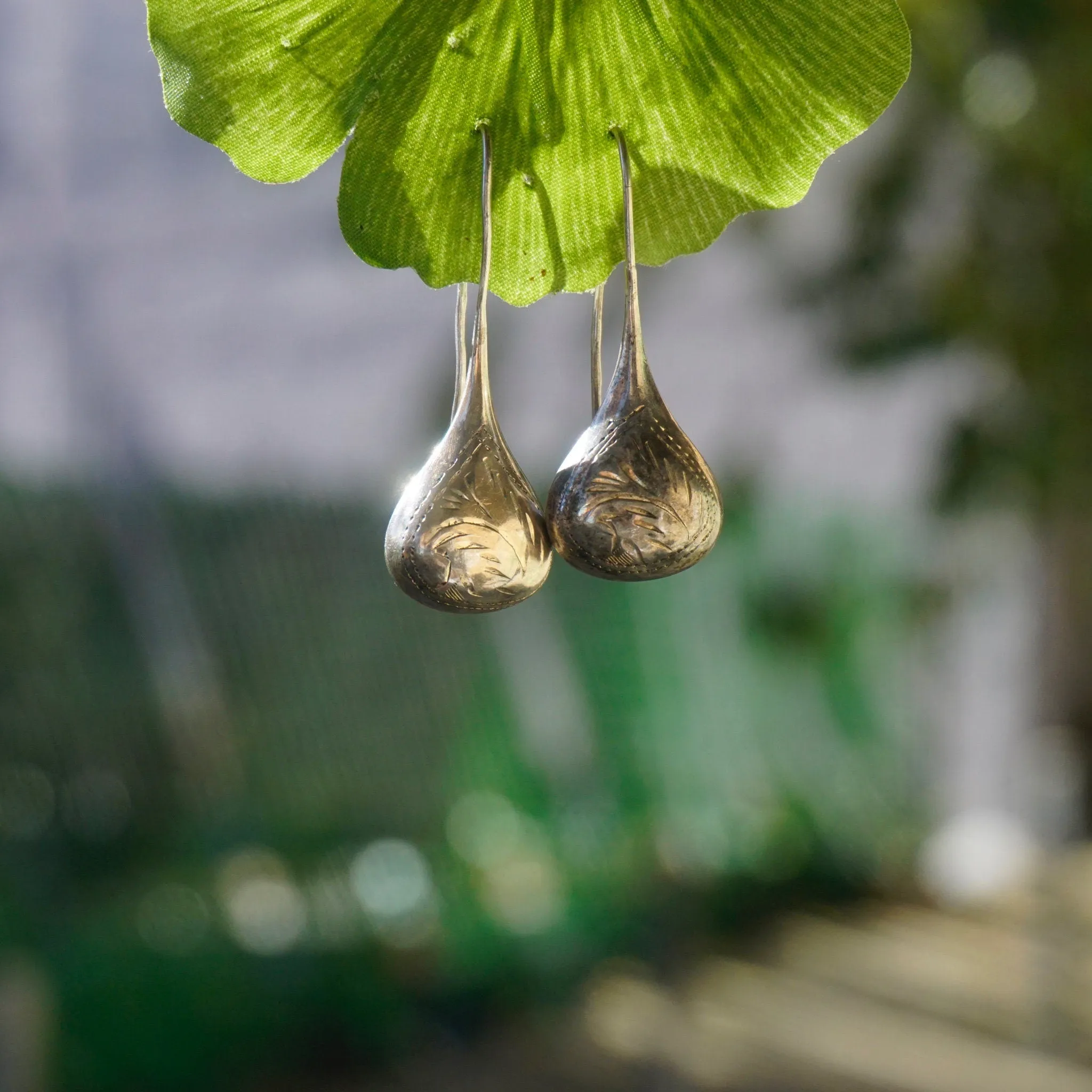 Vintage Sterling Silver Tear Drop Earrings, Elegant Dangle Earrings With Etched Details, Beautiful Silver Drop Earrings, 925 Jewelry