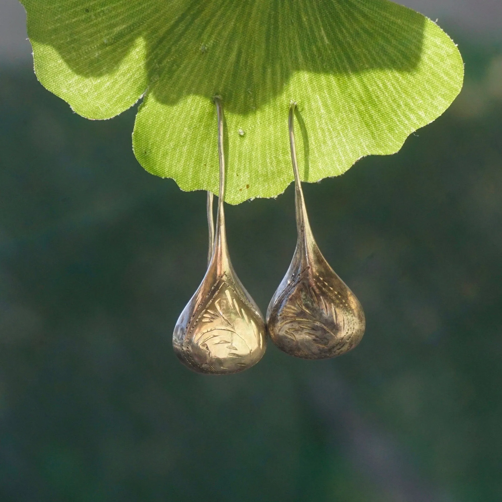 Vintage Sterling Silver Tear Drop Earrings, Elegant Dangle Earrings With Etched Details, Beautiful Silver Drop Earrings, 925 Jewelry