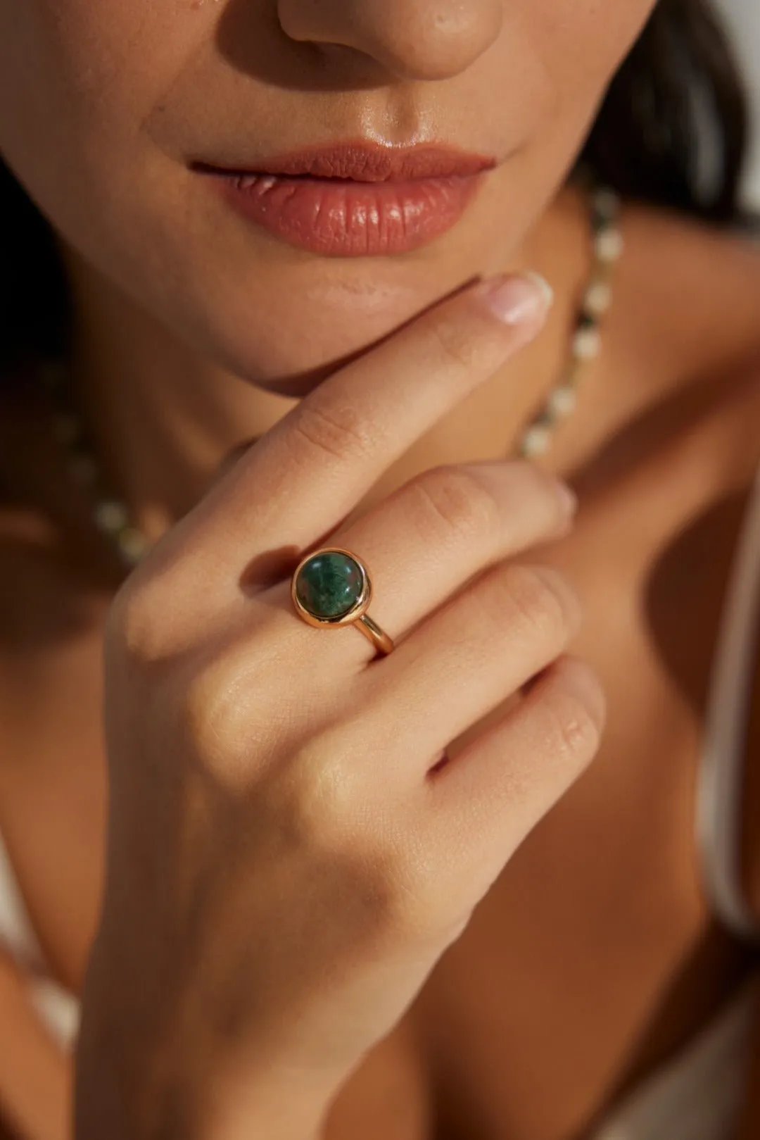 Water Grass Onyx Gemstone Open Ring