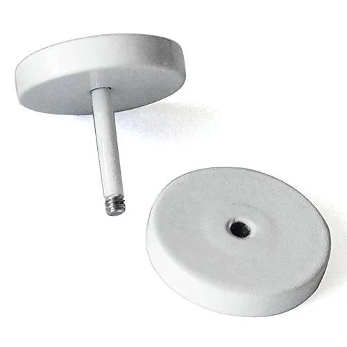 White Circle Stud Earrings Men Women | Steel Cheater Fake Ear Plugs Gauges | Illusion Tunnel | Wide:10mm | 2pcs 6-12mm
