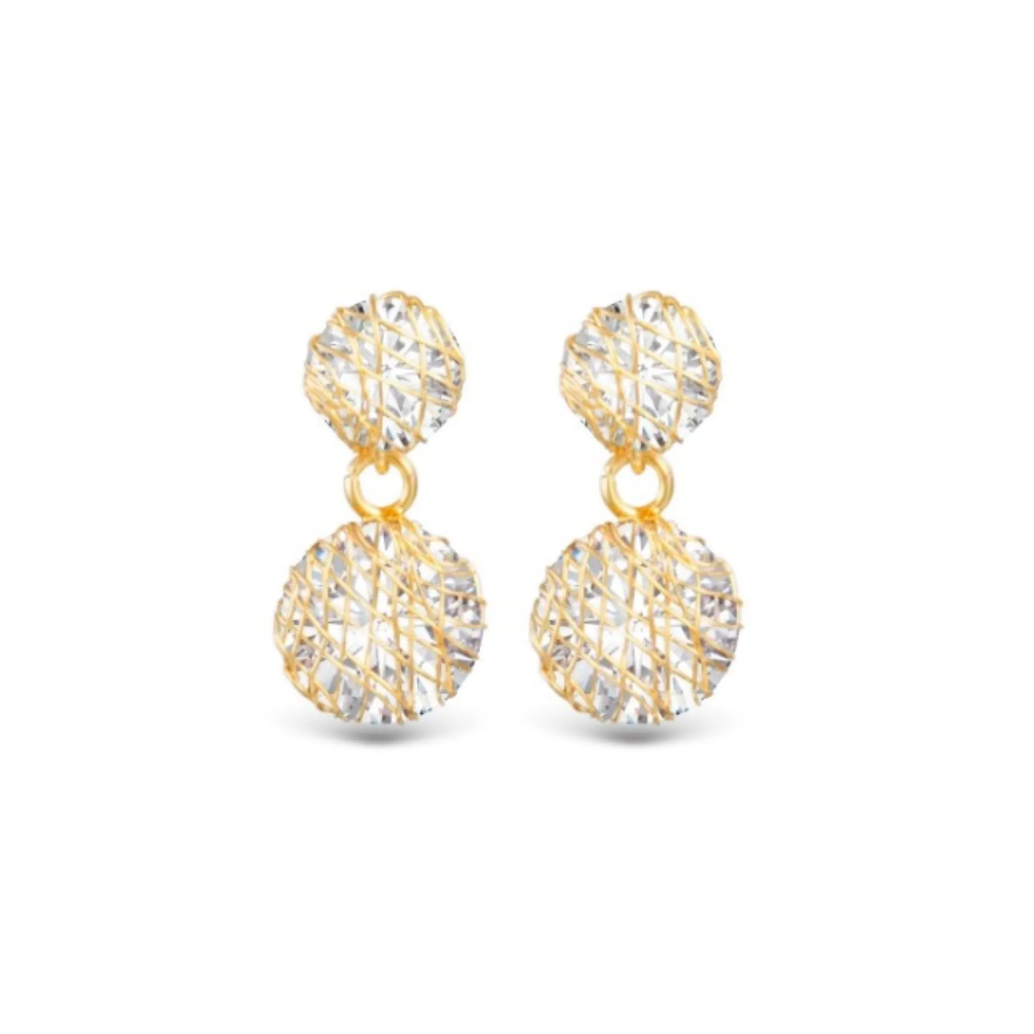 Wire Overlay Cubic Zirconia Drop Earrings