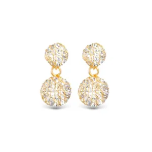 Wire Overlay Cubic Zirconia Drop Earrings